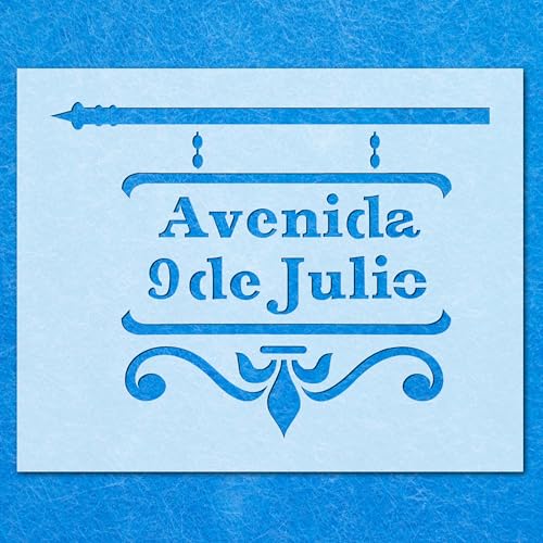 Schablone Avenida 9 De Julie, Vintage-Stil, Shabby-Chic-Stil, Mylar, Airbrush-Malerei, Wandkunst, Handwerk Schablone Avenida 9 De Julie, Vintage-Stil, Shabby-Chic-Stil, Mylar, Airbrush-Malerei, Wandkunst, Handwerk von LAZER NINJA