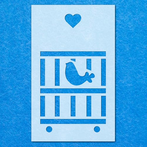 Schablone "Bird Love in Cage", Mylar, Airbrush-Malerei, Wandkunst, Handwerk von LAZER NINJA