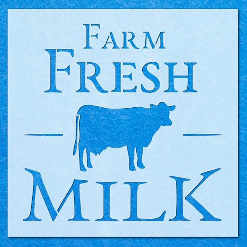 Schablone "Farm Fresh Milk Sign Stencil" Mylar Airbrush Wandkunst Malerei Handwerk | DIY-A1 Schablone - Designgröße (561 x 554 mm) von LAZER NINJA