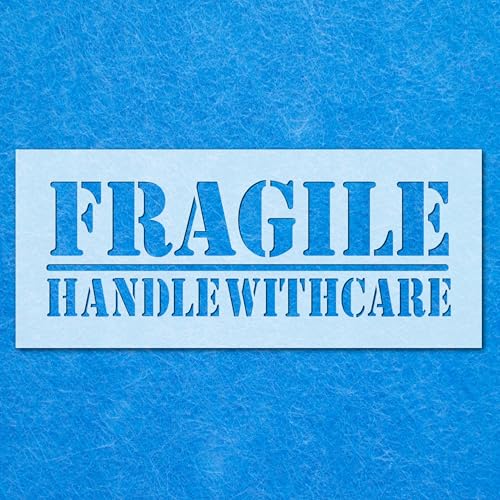 Schablone "Fragile Handle with Care" - Mylar Airbrush Wall Art Painting Crafts - A4 Schablone - Designgröße (257 x 87 mm) von LAZER NINJA