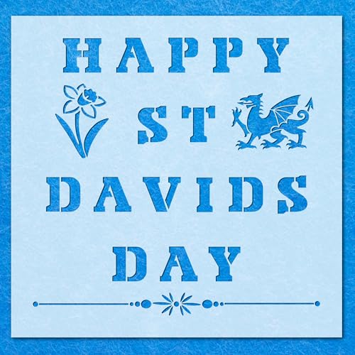 Schablone "Happy St. Davids Day" – Mylar Airbrush Wandkunst Malerei Handwerk | DIY-A2 Schablone – Designgröße (392 x 380 mm) von LAZER NINJA