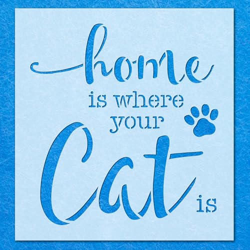 Schablone "Home is Where Your Cat is", Mylar-Airbrush-Malerei, Wandkunst, Handwerk von LAZER NINJA