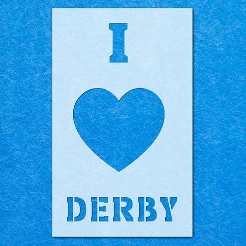 Schablone "I Love Derby", Mylar-Airbrush-Malerei, Wandkunst, Handwerk Schablone "I Love Derby", Mylar-Airbrush-Malerei, Wandkunst, Handwerk von LAZER NINJA