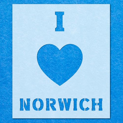 Schablone "I Love Norwich", Mylar-Airbrush-Malerei, Wandkunst, Handwerk von LAZER NINJA