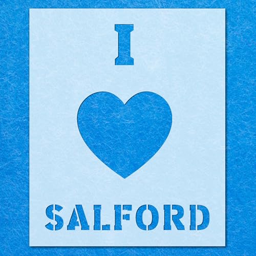 Schablone "I Love Salford", Mylar-Airbrush-Malerei, Wandkunst, Handwerk von LAZER NINJA