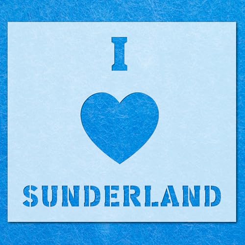 Schablone "I Love Sunderland", Mylar-Airbrush-Malerei, Wandkunst, Handwerk von LAZER NINJA