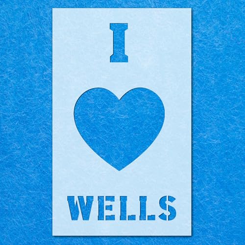 Schablone "I Love Wells", Mylar-Airbrush-Malerei, Wandkunst, Handwerk von LAZER NINJA