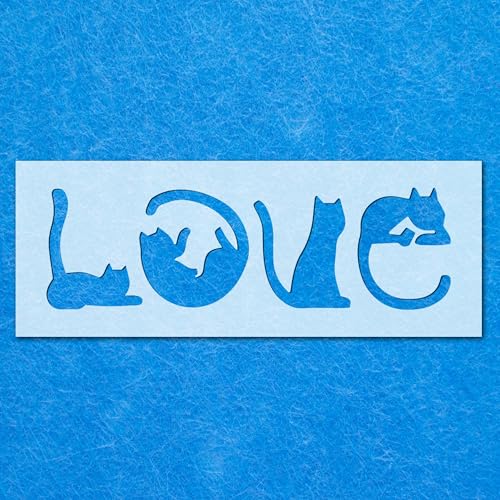 Schablone Katzenliebe: Mylar-Airbrush-Wandkunst, Malerei, Basteln, 190 Mikron, DIY-A1-Schablone, Designgröße (235 mm, 780 mm) von LAZER NINJA