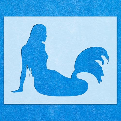 Schablone Kleine Meerjungfrau: Mylar-Airbrush-Wandkunst, Malerei, Basteln, 190 Mikron, A5-Schablone, Designgröße (110 mm, 145 mm) von LAZER NINJA