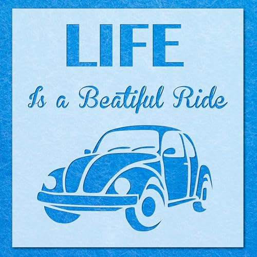 Schablone "Life is a Beautiful Ride", VW-Auto-Zitat, Mylar, Airbrush, Malerei, Wandkunst, Handwerk von LAZER NINJA