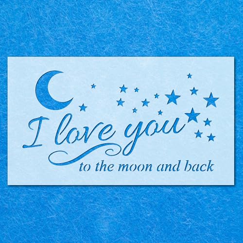 Schablone "Love You To The Moon Back": Mylar-Airbrush-Wandkunst, Malerei, Basteln, A5-Schablone, Designgröße (90 mm, 170 mm) von LAZER NINJA