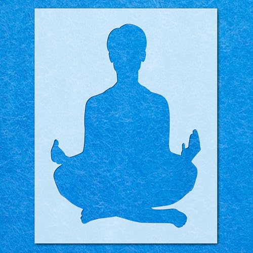 Schablone "Meditation Silhouette 01", Mylar, Airbrush, Malerei, Wandkunst, Handwerk von LAZER NINJA