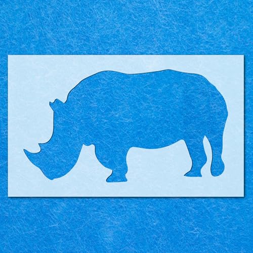 Schablone Nashorn wilde Schablone: Mylar-Airbrush-Wandkunst, Malerei, Basteln, DIY-A6-Schablone, Designgröße (60 mm, 110 mm) von LAZER NINJA