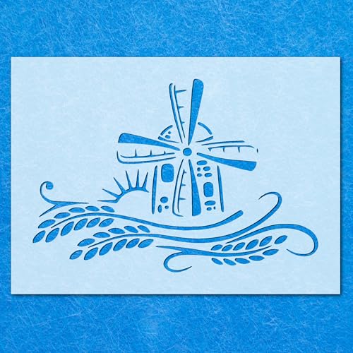 Schablone "Old Wind Mill Factory", Mylar-Airbrush-Malerei, Wandkunst, Handwerk von LAZER NINJA