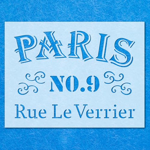 Schablone "Paris Rue Le Verrier", Vintage-Stil, Shabby-Chic-Stil, Mylar, Airbrush-Malerei, Wandkunst, Handwerk Schablone "Paris Rue Le Verrier", Vintage-Stil, Shabby-Chic-Stil, Mylar, Airbrush-Malerei, Wandkunst, Handwerk von LAZER NINJA