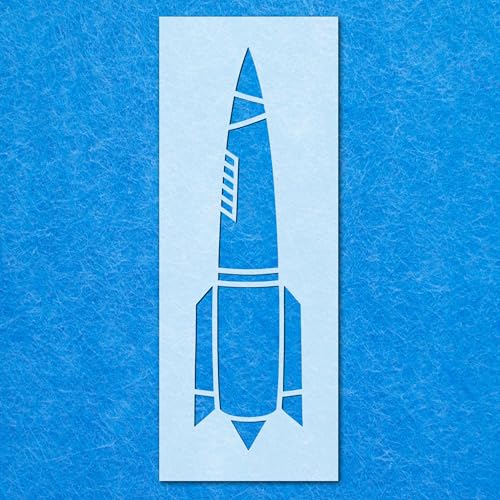 Schablone Raketenschiff 01, Mylar, Airbrush, Malerei, Wandkunst, Handwerk von LAZER NINJA