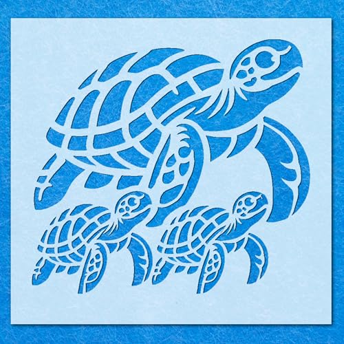 Schablone Schildkrötenfamilie, Mylar-Airbrush-Malerei, Wandkunst, Handwerk von LAZER NINJA