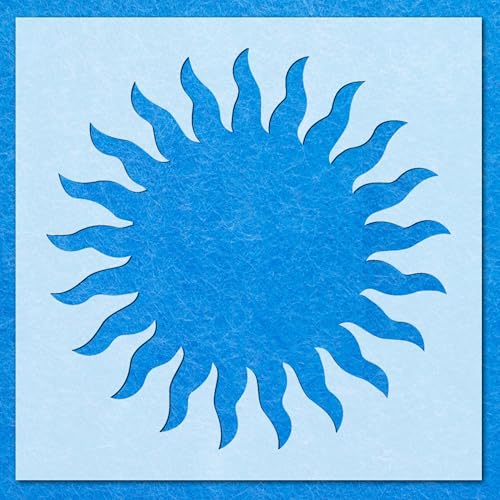 Schablone "Sun Shine", heißer Himmel, sonnig, Mylar-Airbrush-Wandkunst, Malerei, Basteln, 1-A5-Schablone, Designgröße (110 mm, 110 mm) von LAZER NINJA