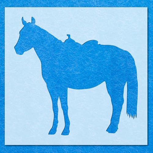 Schablone Westernpferd: Mylar-Airbrush-Wandkunst, Malerei, Handwerk, 190 Mikron, A2-Schablone, Designgröße (380 mm, 395 mm) von LAZER NINJA