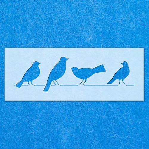 Schablone aus Mylar, Motiv: Vögel auf Draht, für Airbrush-Malerei, Wandkunst von LAZER NINJA