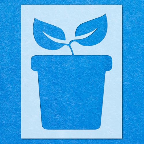 Schablone für Blumentopf, Pflanze, Garten, Blatt: Mylar, Airbrush, Wandkunst, Malerei, Handwerk, 2-A5, Schablone – Designgröße (155 mm, 110 mm) von LAZER NINJA
