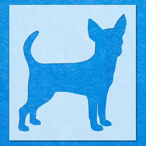 Schablone für Chihuahua mit glattem Mantel: Mylar-Airbrush-Wandkunst, Malerei, Basteln, A1-Schablone, Designgröße (600 mm, 555 mm) von LAZER NINJA