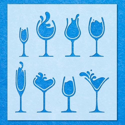 Schablone für Cocktail-Getränke, Gläser: Mylar-Airbrush-Wandkunst, Malerei, Basteln, A5-Schablone, Designgröße (115 mm, 110 mm) von LAZER NINJA