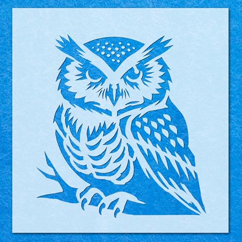 Schablone für Eule, Jagd, Vogel: Mylar, Airbrush, Wandkunst, Malerei, Basteln, DIY-A1-Schablone, Designgröße (579 x 554 mm) von LAZER NINJA