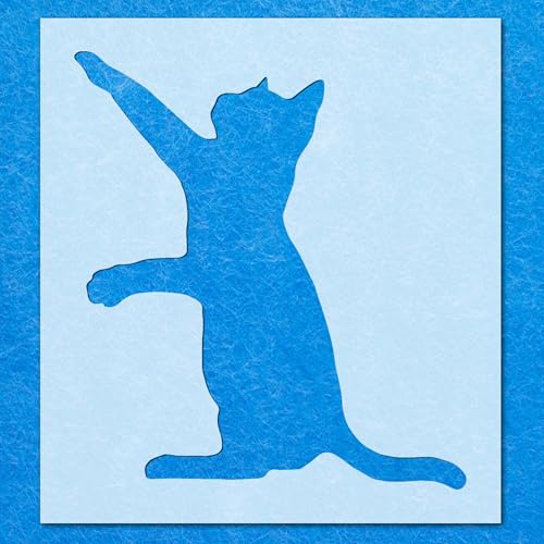 Schablone für Kinder, Motiv: Katzen im Stehen: Mylar-Airbrush-Wandkunst, Malerei, Basteln, A5-Schablone, Designgröße (120 mm, 110 mm) von LAZER NINJA