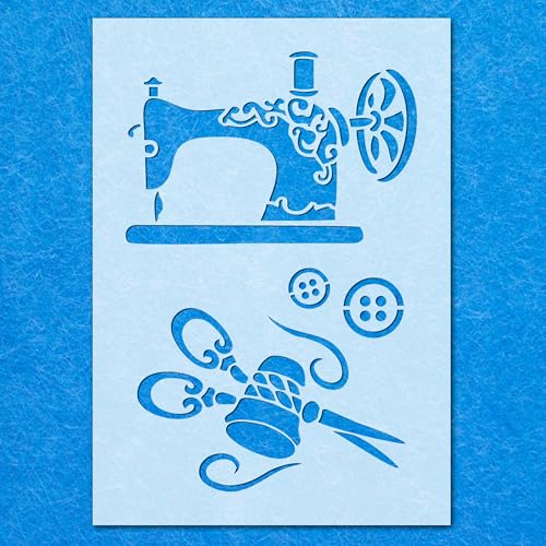 Schablone für Nähmaschinen, Schere, Knöpfe, Baumwolle, Mylar, Airbrush, Malerei, Wandkunst, Handwerk von LAZER NINJA