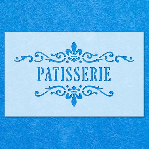Schablone für Patisserie-Schilder, Vintage-Stil, Shabby-Chic-Stil, Mylar-Airbrush-Malerei, Wandkunst Schablone für Patisserie-Schilder, Vintage-Stil, Shabby-Chic-Stil, Mylar-Airbrush-Malerei, Wandkunst von LAZER NINJA