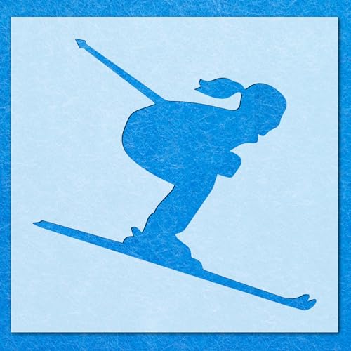 Schablone für Skifahren und Schneesport, Winterspiel: Mylar-Airbrush-Wandkunst, Malerei, Basteln, 3-A4-Schablone, Designgröße (170 mm, 200 mm) von LAZER NINJA