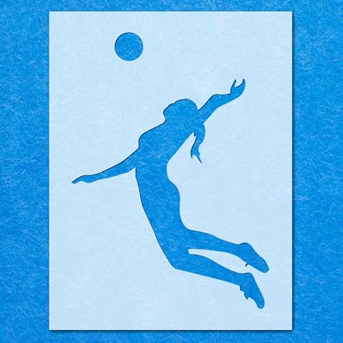 Schablone für Volleyballspieler, Strandsport, Mylar, Airbrush, Wandkunst, Malerei, Handwerk, 1-A1-Schablone, Designgröße (775 mm, 555 mm) von LAZER NINJA