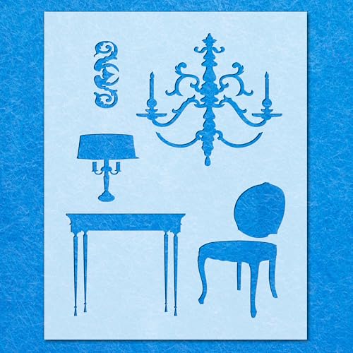 Schablone im Shabby-Chic-Stil, für Raumstühle, Lampe, Mylar, Airbrush, Wandkunst, Malerei, Basteln, A3, Schablone – Designgröße (333 x 257 mm) von LAZER NINJA