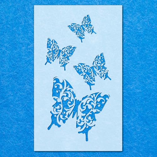 Schablone im Shabby-Chic-Stil, rustikale Schmetterlinge: Mylar-Airbrush-Wandkunst, Malerei, Basteln, A1-Schablone, Designgröße (780 mm, 415 mm) von LAZER NINJA