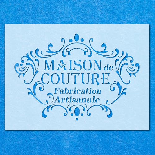 Schablone im französischen Vintage-Stil, Shabby Chic, Maison Couture, Mylar, Airbrush-Malerei, Wandkunst, Handwerk von LAZER NINJA