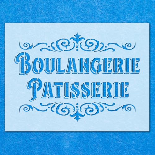 Schablone im französischen Vintage-Stil, Shabby-Chic-Stil, Boulangerie, Patisserie, Mylar, Airbrush-Malerei, Wandkunst, Handwerk Schablone im französischen Vintage-Stil, Shabby-Chic-Stil, Boulangerie, Patisserie, Mylar, Airbrush-Malerei, Wandkunst, Handwerk von LAZER NINJA