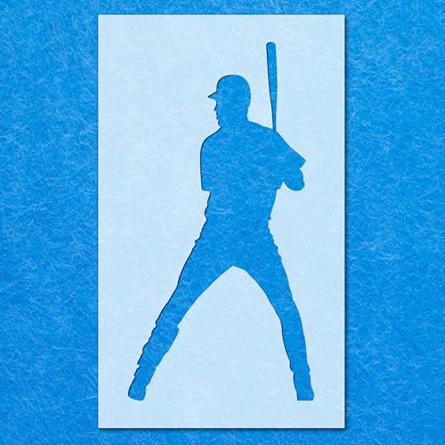 Schablone mit Baseballspieler-Silhouette 02, Mylar-Airbrush-Malerei, Wandkunst, Handwerk Schablone mit Baseballspieler-Silhouette 02, Mylar-Airbrush-Malerei, Wandkunst, Handwerk von LAZER NINJA