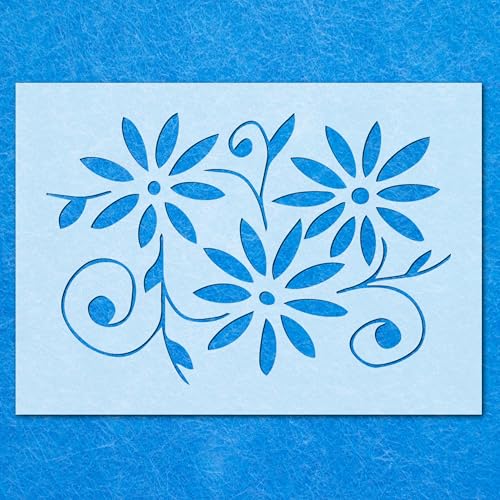 Schablone mit Blumenmuster: Mylar-Airbrush-Schablone, Wandkunst, Malerei, Handwerk, 1-A4-Schablone, Designgröße (170 mm, 250 mm) von LAZER NINJA