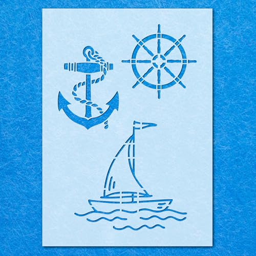 Schablone mit Boot-Anker-Rad, Mylar, Airbrush-Malerei, Wandkunst, Handwerk Schablone mit Boot-Anker-Rad, Mylar, Airbrush-Malerei, Wandkunst, Handwerk von LAZER NINJA