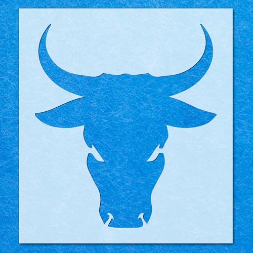 Schablone mit Bullengesicht: Mylar-Airbrush-Wandkunst, Malerei, Basteln, 190 Mikron, DIY-A6-Schablone, Designgröße (75 mm, 65 mm) von LAZER NINJA