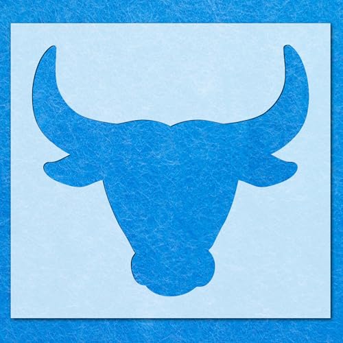 Schablone mit Bullengesicht: Mylar-Airbrush-Wandkunst, Malerei, Basteln, 3–190 Mikron, DIY-A6-Schablone, Designgröße (65 mm, 70 mm) von LAZER NINJA