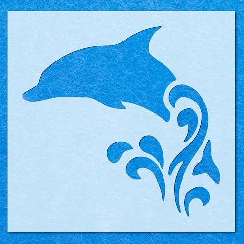Schablone mit Delfinmeer, Säugetier: Mylar-Airbrush-Wandkunst, Malerei, Basteln, DIY-A6-Schablone, Designgröße (65 mm, 65 mm) von LAZER NINJA