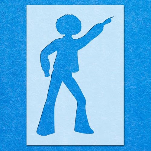 Schablone mit Disco-Tänzer-Silhouette 01, Mylar-Airbrush-Malerei, Wandkunst, Handwerk Schablone mit Disco-Tänzer-Silhouette 01, Mylar-Airbrush-Malerei, Wandkunst, Handwerk von LAZER NINJA