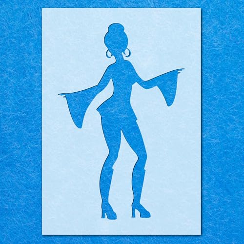 Schablone mit Disco-Tänzer-Silhouette 02, Mylar-Airbrush-Malerei, Wandkunst, Handwerk Schablone mit Disco-Tänzer-Silhouette 02, Mylar-Airbrush-Malerei, Wandkunst, Handwerk von LAZER NINJA