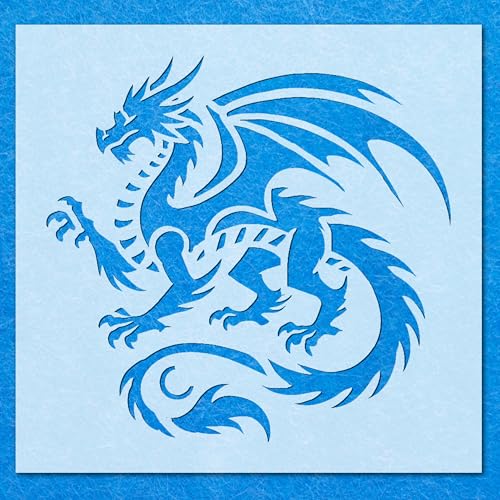 Schablone mit Drachen, mythisches Tier, Mylar, Airbrush, Malerei, Wandkunst, Basteln, 2 Stück von LAZER NINJA