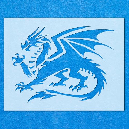 Schablone mit Drachen, mythisches Tier, Mylar, Airbrush, Malerei, Wandkunst, Handwerk von LAZER NINJA