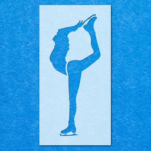 Schablone mit Eiskunstläufer-Silhouette, Mylar-Airbrush-Malerei, Wandkunst Schablone mit Eiskunstläufer-Silhouette, Mylar-Airbrush-Malerei, Wandkunst von LAZER NINJA