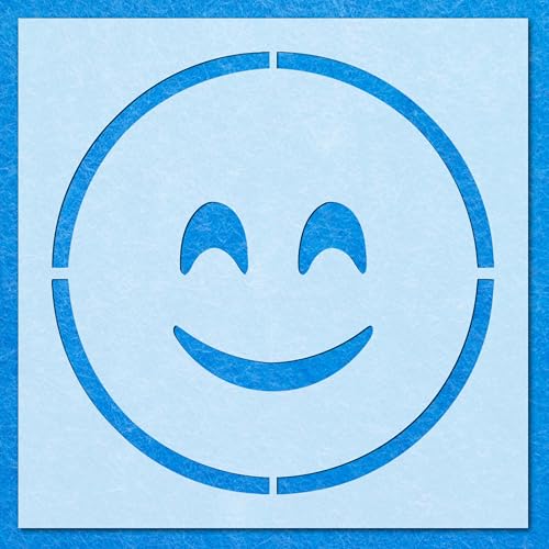 Schablone mit Emoji-Motiv, lächelnd, errötet, Mylar-Airbrush-Malerei, Wandkunst, Handwerk Schablone mit Emoji-Motiv, lächelnd, errötet, Mylar-Airbrush-Malerei, Wandkunst, Handwerk von LAZER NINJA