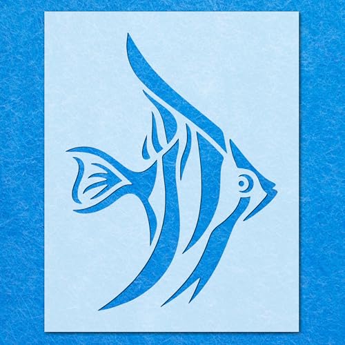 Schablone mit Engelsfischen: Mylar-Airbrush-Wandkunst, Malerei, Basteln, 190 Mikron, DIY-A4-Schablone, Designgröße (223 x 170 mm) von LAZER NINJA